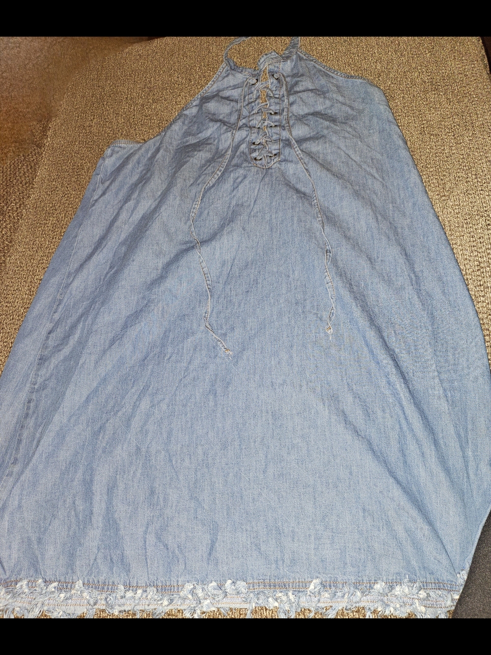 Love Light Blue Denim Elastic Waist Sundress